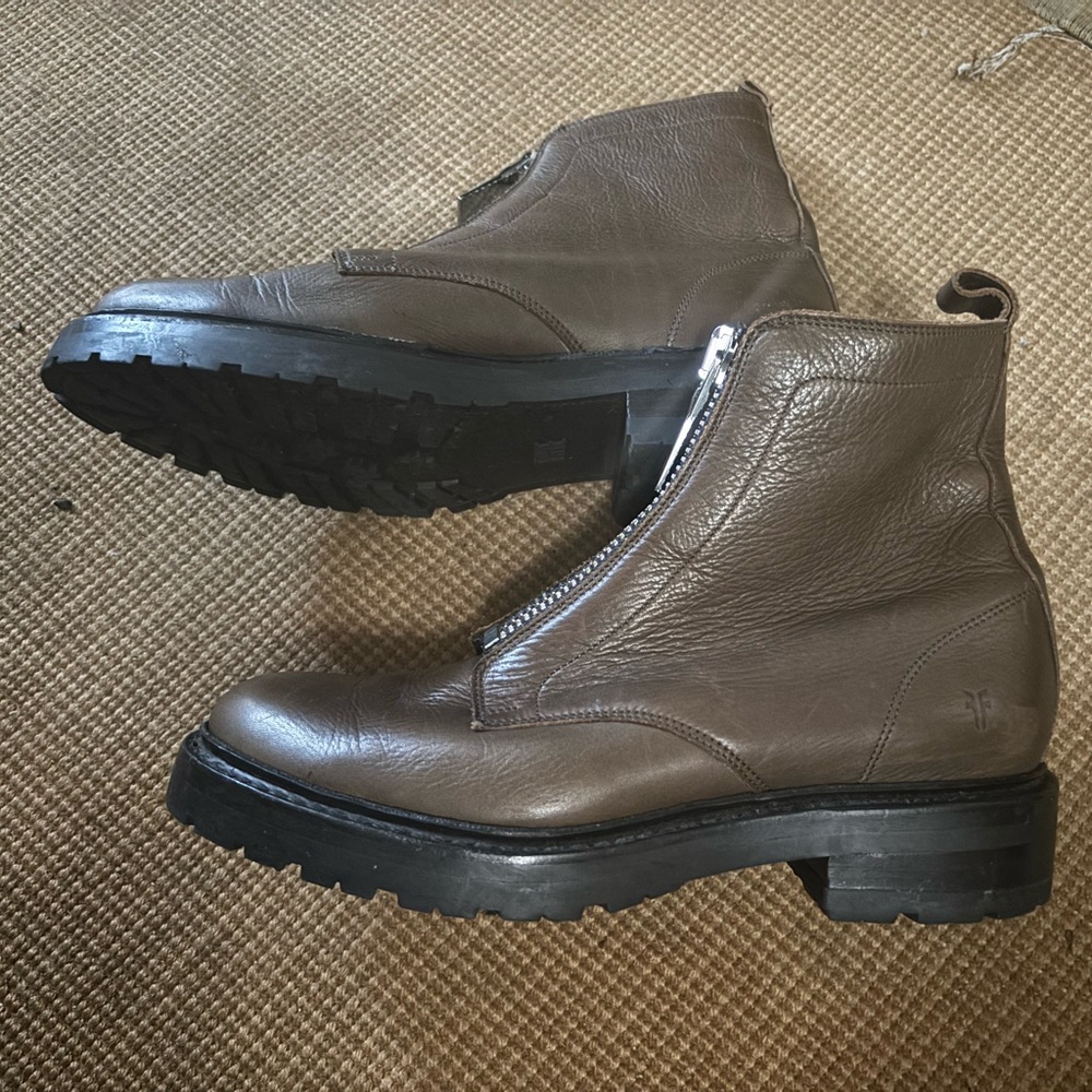 Woman’s Brown Moto Leather Boots worn once, need larger size, beautiful quality.